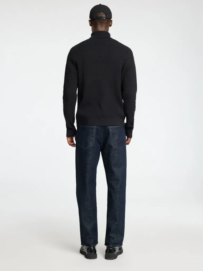 SLHTHEO LS KNIT STRUCTURE ROLL NECK black