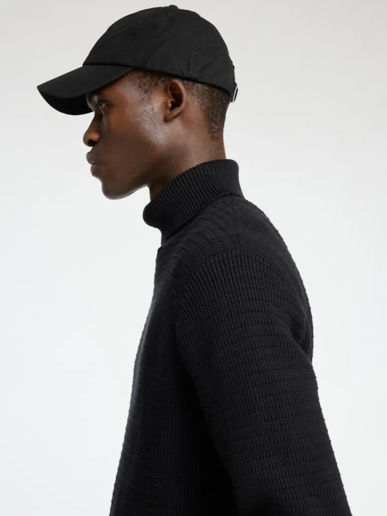 SLHTHEO LS KNIT STRUCTURE ROLL NECK black