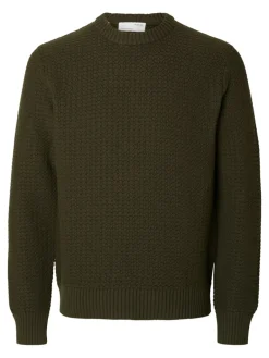 SLHTHIM LS KNIT STRUCTURE CREW NECK W rosin