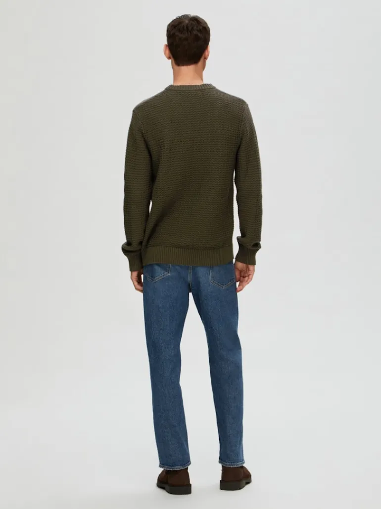 SLHTHIM LS KNIT STRUCTURE CREW NECK W rosin
