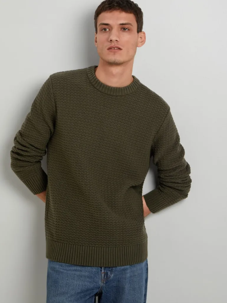 SLHTHIM LS KNIT STRUCTURE CREW NECK W rosin
