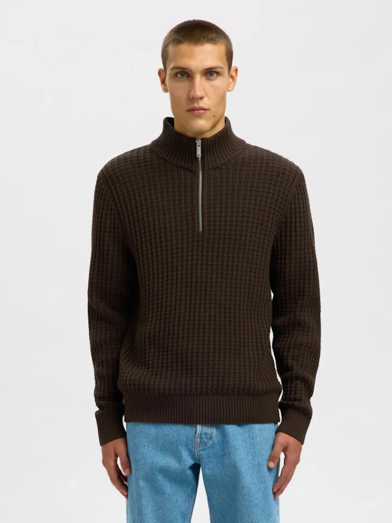 SLHTOM LS KNIT STRUCTURE HALF ZIP delicioso