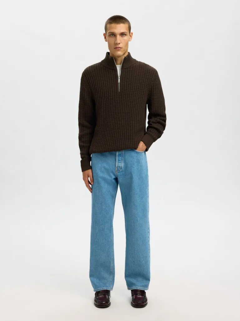 SLHTOM LS KNIT STRUCTURE HALF ZIP delicioso