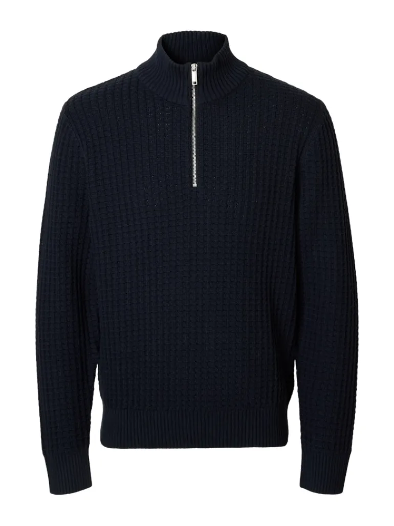 SLHTOM LS KNIT STRUCTURE HALF ZIP sky captain
