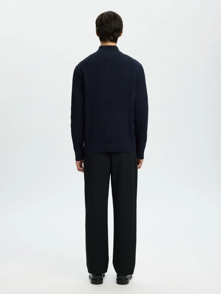 SLHTOM LS KNIT STRUCTURE HALF ZIP sky captain