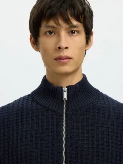 SLHTOM LS KNIT STRUCTURE HALF ZIP sky captain