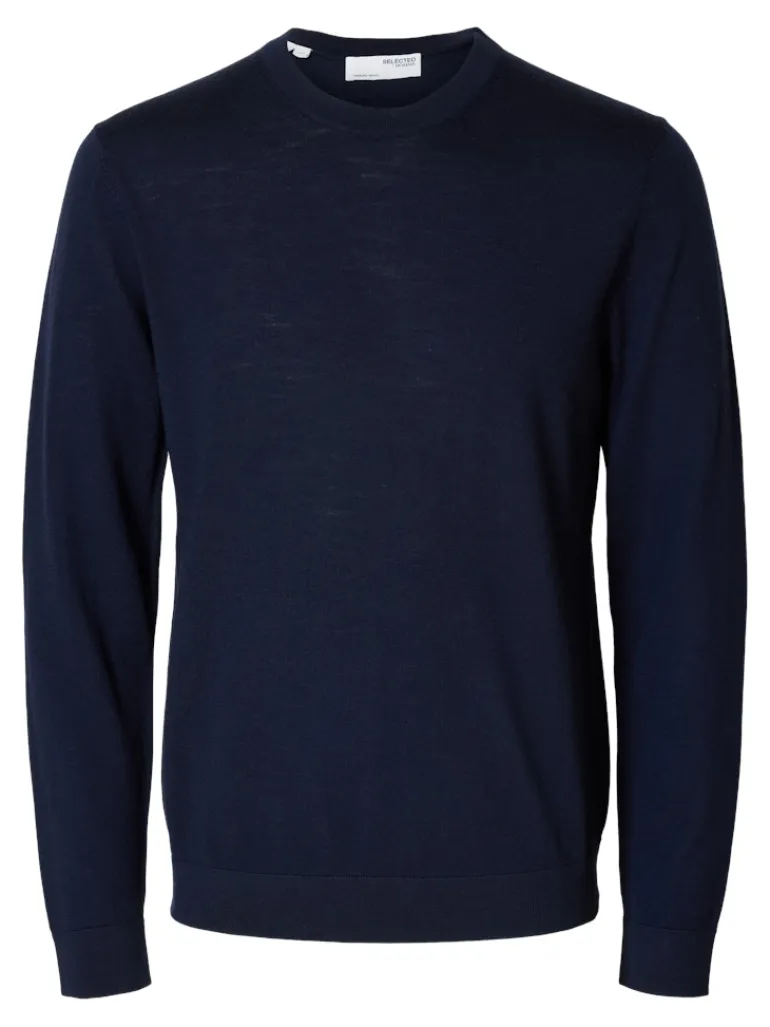 SLHTRAY LS KNIT MERINO CREW NECK NOOS navy blazer