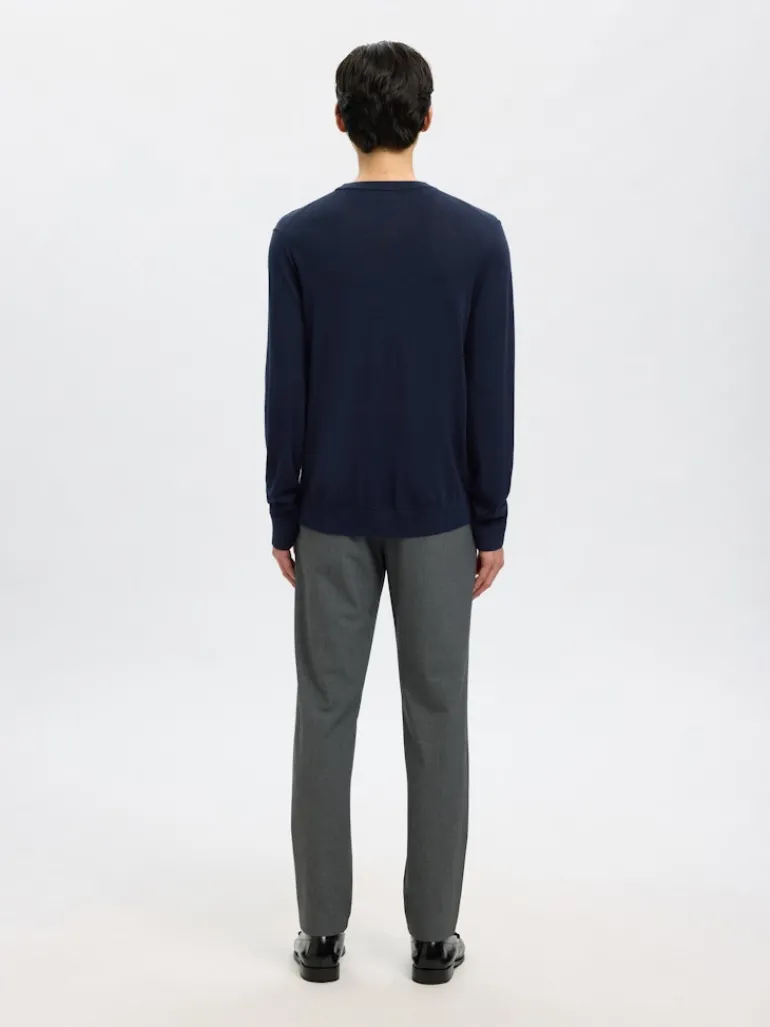 SLHTRAY LS KNIT MERINO CREW NECK NOOS navy blazer