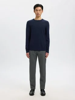SLHTRAY LS KNIT MERINO CREW NECK NOOS navy blazer