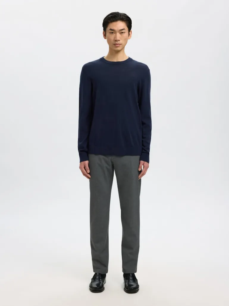 SLHTRAY LS KNIT MERINO CREW NECK NOOS navy blazer