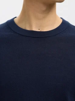 SLHTRAY LS KNIT MERINO CREW NECK NOOS navy blazer