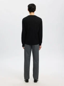 SLHTRAY LS KNIT MERINO CREW NECK NOOS black