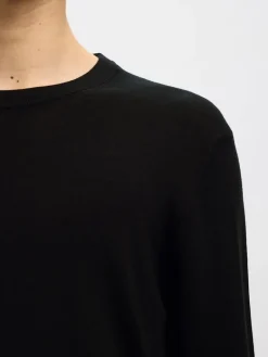 SLHTRAY LS KNIT MERINO CREW NECK NOOS black