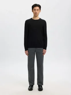 SLHTRAY LS KNIT MERINO CREW NECK NOOS black