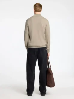 SLHTRAY LS KNIT MERINO HALF ZIP NOOS kelp