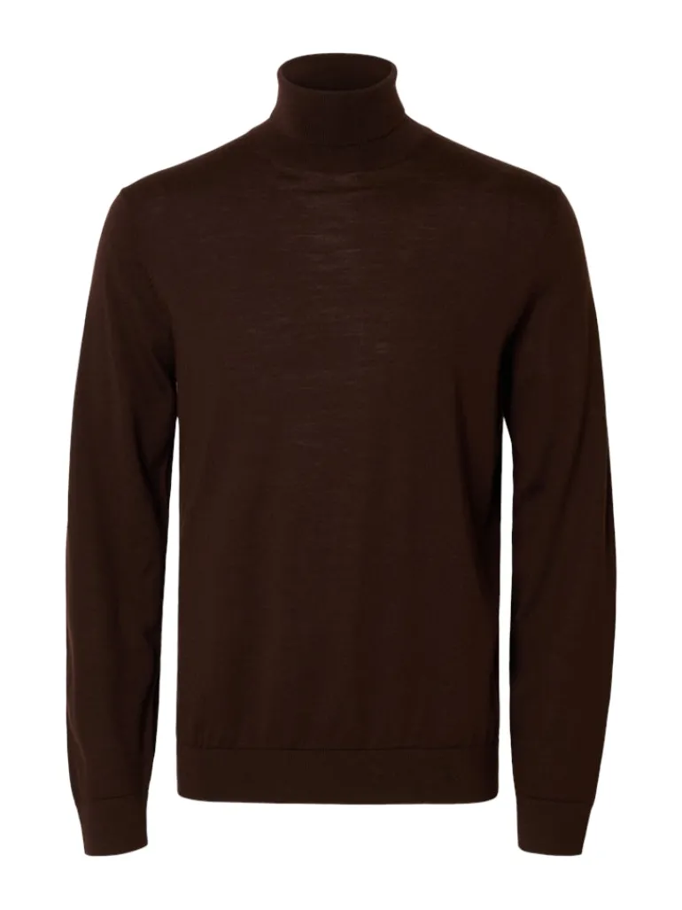 SLHTRAY LS KNIT MERINO ROLL NECK NOOS demitasse