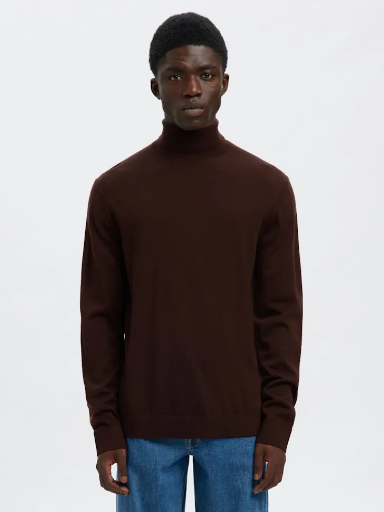 SLHTRAY LS KNIT MERINO ROLL NECK NOOS demitasse