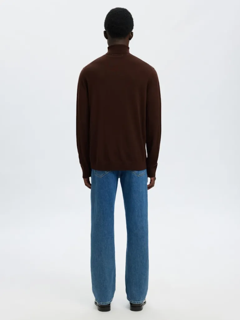 SLHTRAY LS KNIT MERINO ROLL NECK NOOS demitasse