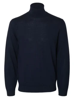 SLHTRAY LS KNIT MERINO ROLL NECK NOOS navy blazer