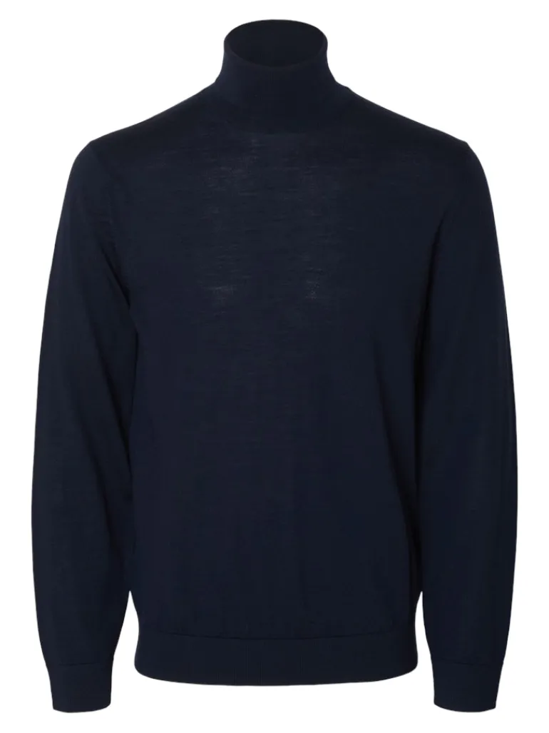 SLHTRAY LS KNIT MERINO ROLL NECK NOOS navy blazer
