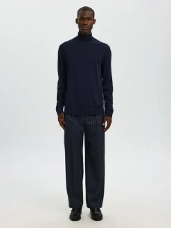 SLHTRAY LS KNIT MERINO ROLL NECK NOOS navy blazer