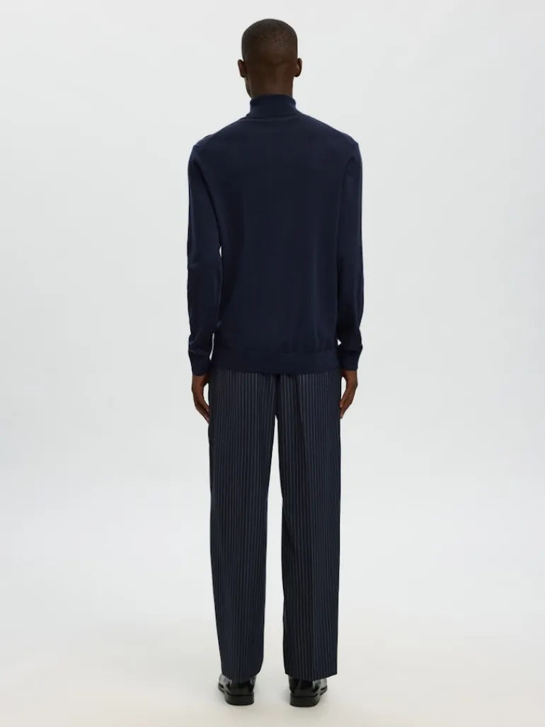 SLHTRAY LS KNIT MERINO ROLL NECK NOOS navy blazer