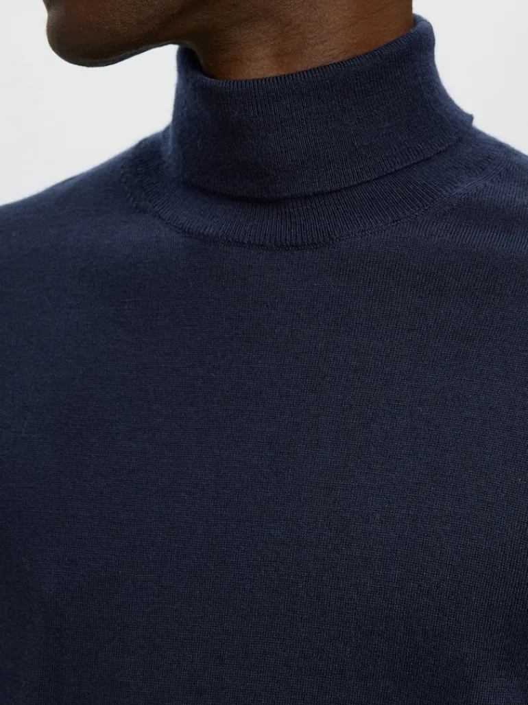 SLHTRAY LS KNIT MERINO ROLL NECK NOOS navy blazer