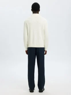 SLHTREVOR LS KNIT STRUCTURE ROLL NECK egret