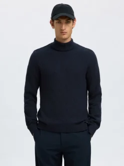 SLHTREVOR LS KNIT STRUCTURE ROLL NECK sky captain