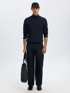 SLHTREVOR LS KNIT STRUCTURE ROLL NECK sky captain