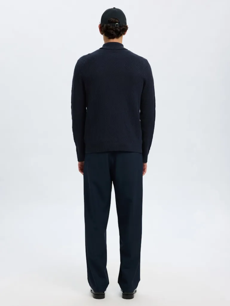 SLHTREVOR LS KNIT STRUCTURE ROLL NECK sky captain