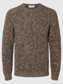 SLHVINCE LS KNIT BUBBLE CREW NECK NOOS chocolate torte
