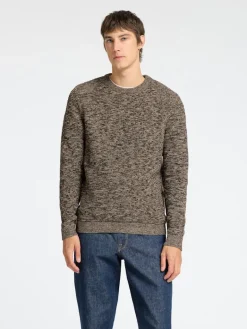 SLHVINCE LS KNIT BUBBLE CREW NECK NOOS chocolate torte