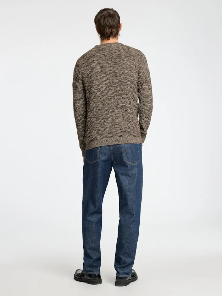 SLHVINCE LS KNIT BUBBLE CREW NECK NOOS chocolate torte
