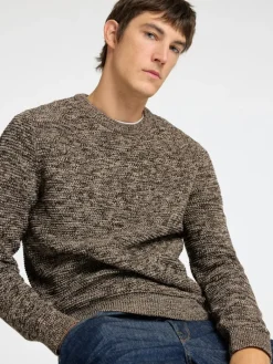SLHVINCE LS KNIT BUBBLE CREW NECK NOOS chocolate torte