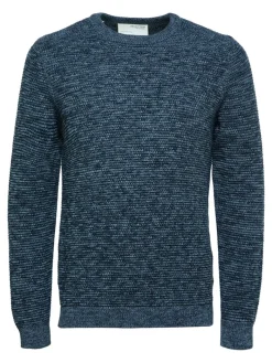 SLHVINCE LS KNIT BUBBLE CREW NECK NOOS dark sapphire