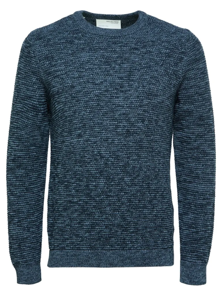 SLHVINCE LS KNIT BUBBLE CREW NECK NOOS dark sapphire