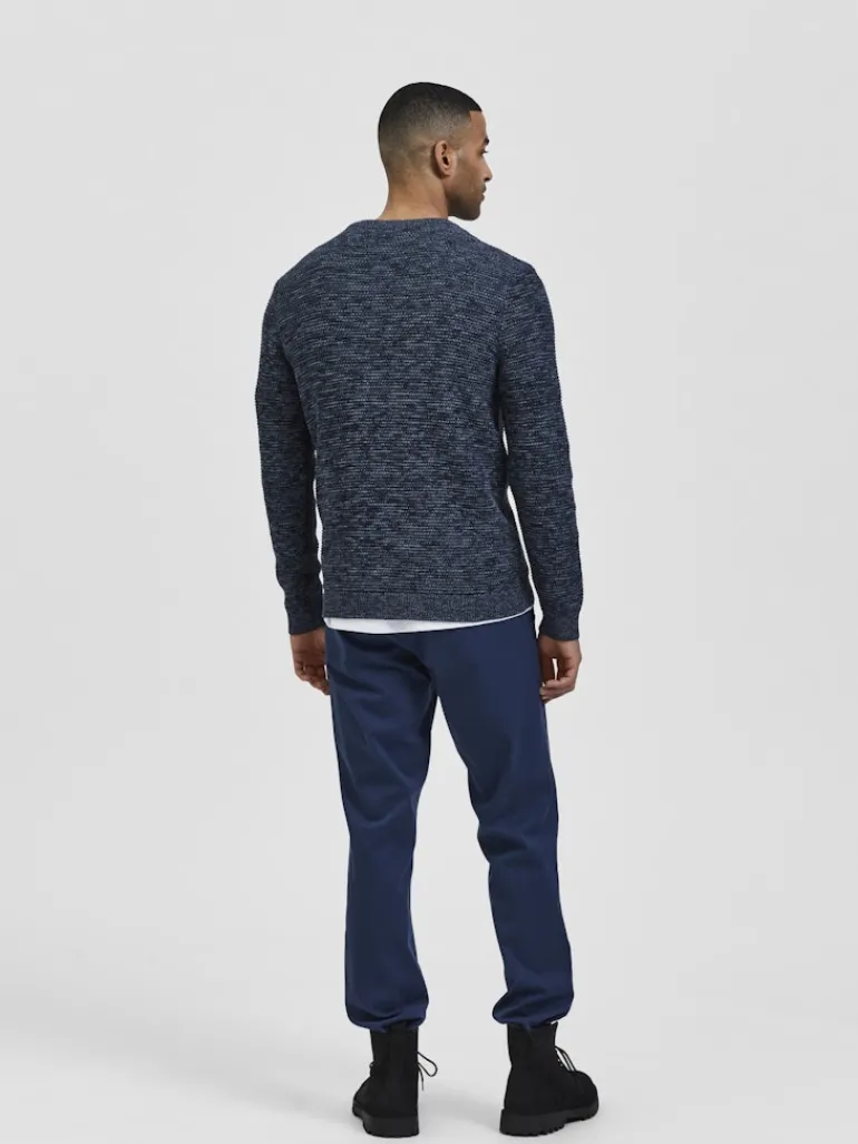 SLHVINCE LS KNIT BUBBLE CREW NECK NOOS dark sapphire