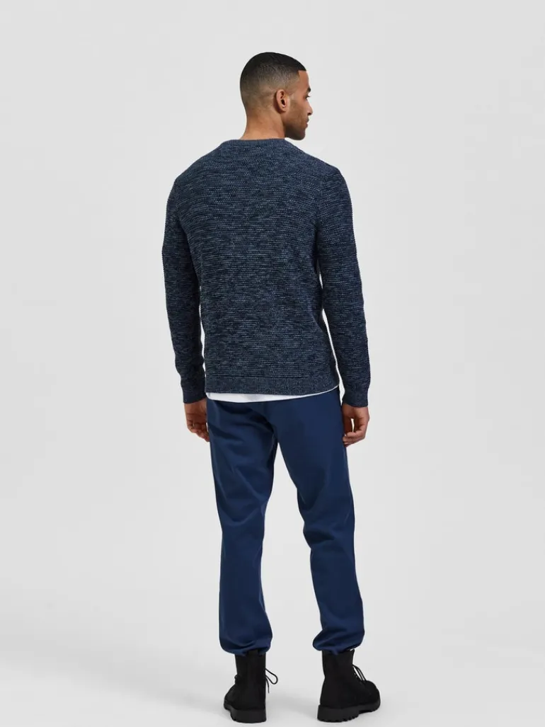 SLHVINCE LS KNIT BUBBLE CREW NECK NOOS dark sapphire