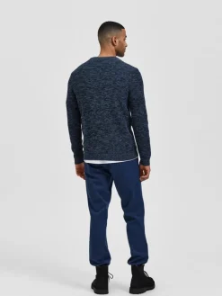 SLHVINCE LS KNIT BUBBLE CREW NECK NOOS dark sapphire