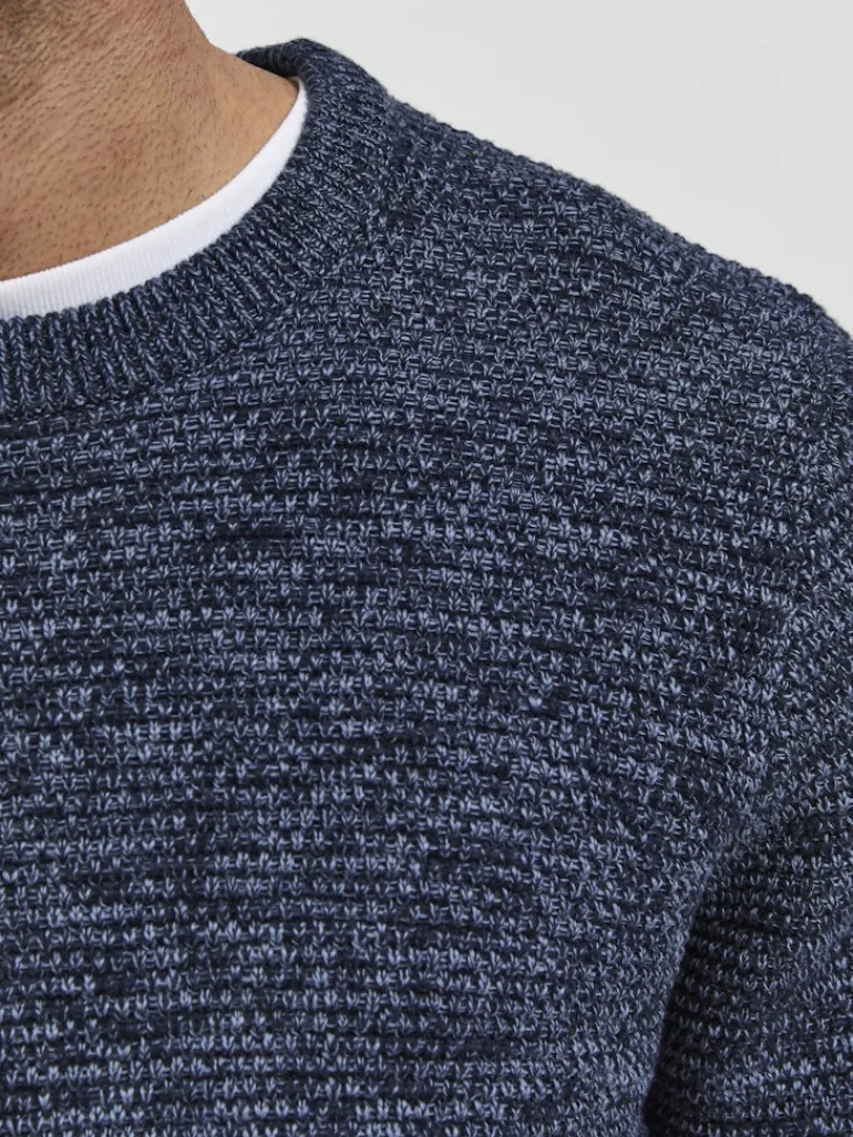 SLHVINCE LS KNIT BUBBLE CREW NECK NOOS dark sapphire