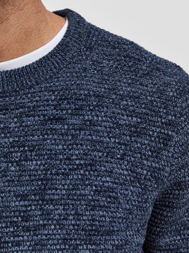 SLHVINCE LS KNIT BUBBLE CREW NECK NOOS dark sapphire