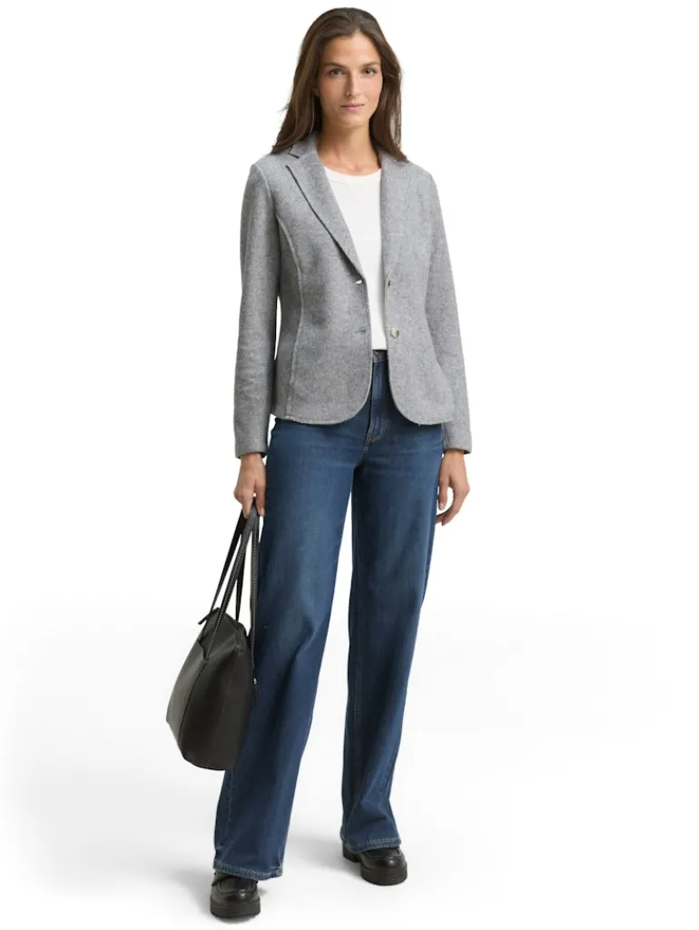 Slim Fit Blazer in Melange-Optik medium silver grey melange