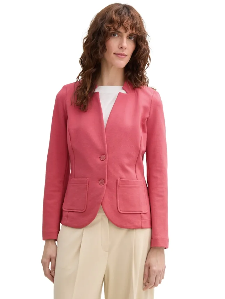 Slim Fit Blazer mit Ottoman Struktur berry red
