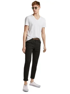 Slim Fit Chino Hose mit Gürtel black