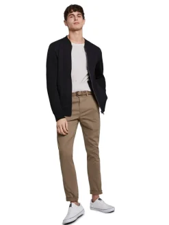 Slim Fit Chino Hose mit Gürtel honey camel beige