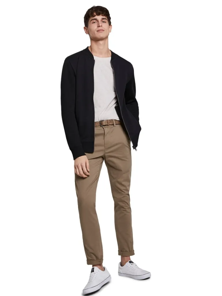 Slim Fit Chino Hose mit Gürtel honey camel beige
