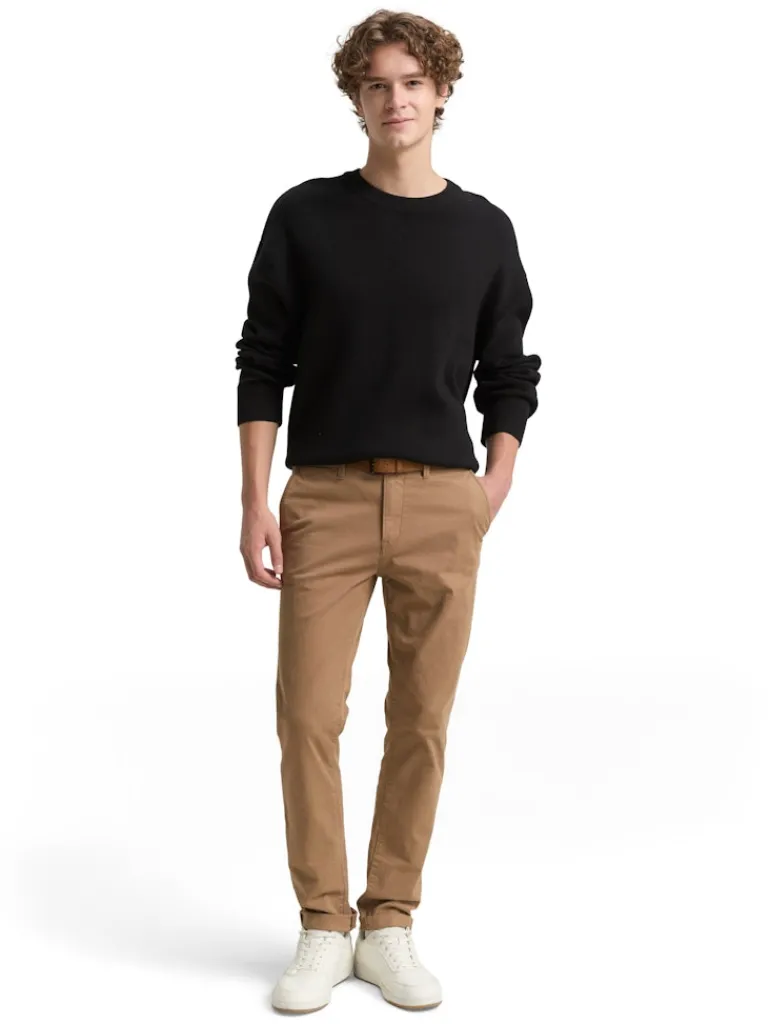 Slim Fit Chino Hose mit Gürtel honey camel beige