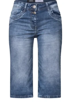 Slim Fit Jeansshorts mid blue used wash