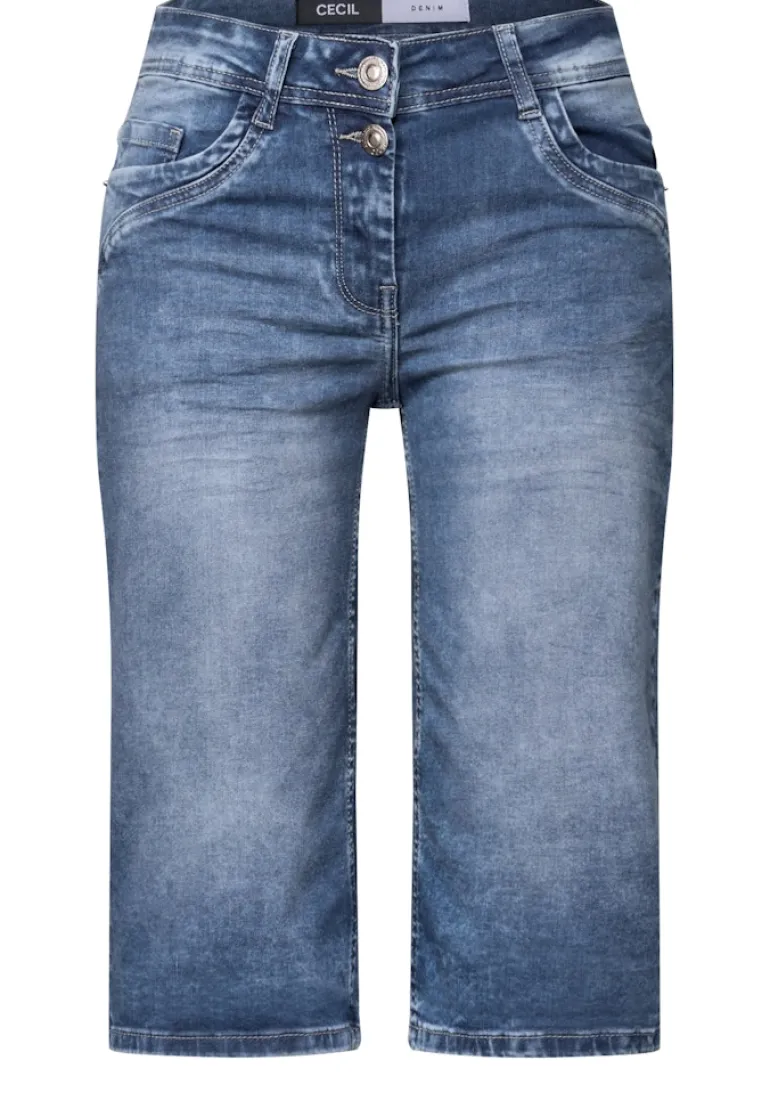 Slim Fit Jeansshorts mid blue used wash